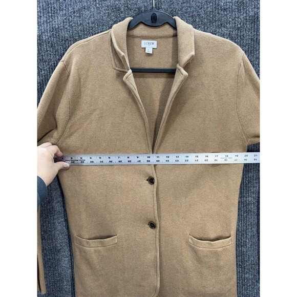 J. Crew Cotton Sweater Blazer Women’s Large Camel Brown Tan Knit 2 Button G9309 - Picture 10 of 12